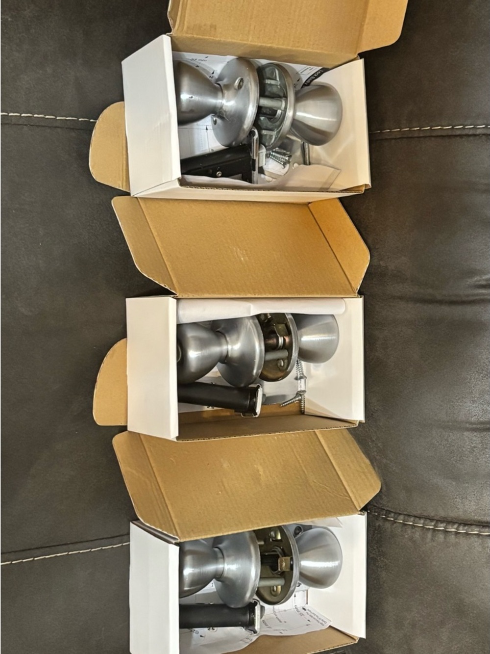 Kwikset Set of 3 Satin Nickel Door Knobs - Silver